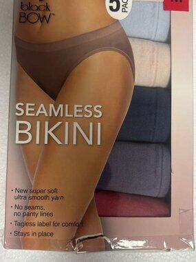 Black Bow Seamless Bikini Ladies Tagless Soft Stretch Panties 5 Pack